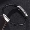 Bracelets porte-bonheur Bracelet pour hommes à la mode Creative Twist Tissé À La Main En Cuir Titane Acier Inoxydable Accessoires De Mode Cadeau PD1233