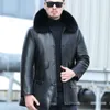 Men's Leather Faux YXL839 Jacket Natural Cotton Sheepskin Casual Clothes Removable Liner Fur Collar MidLength Winter 230324