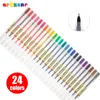 Gel Pens Creative 24 Pcs Colored Gel Pen 0.5mm Color Ink Japanese Style Writing Fine liner Pens Coloring Drawing Art Supplies 230324