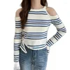 Women's Blouses Sexy Off Shoulder Top 2023 Vrouwen Spring zomer Stripe Stripe shirts