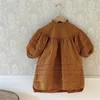 Fille robes bébé filles coton lin robe d'été manches bouffantes enfants froncé vêtements amples doux enfants vêtements décontractés