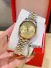 With Original Box 28mm 31mm Lovers Watches Diamond Mens Women Gold Face Automatic Wristwatches Ladies Watch 2813