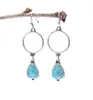 Boucles d'oreilles pendantes Style folklorique bohème, goutte d'eau, pierre bleue, anneaux circulaires creux et bijoux, accessoires pour dames, cadeaux de vacances