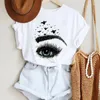 Women's T Shirts Lady Print Tee Graphic Top Female Tshirts Kläder T-shirt Kvinnor Klädstil Trend Eye Eyelash Fashion Cartoon Summer