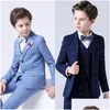 Anzüge Frühling Top Qualität Große Jungen Plaid Teenager Kinder Formale Smoking Kleid Kinder Blazer Party Leistung Kostümh152 2208 Dhroy