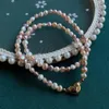 Choker Elegant Natural Freshwater Pearl Necklace Golden Heart Clasp Charm Mixed Baroque Wedding Jewelry Collar Statement