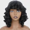 Synthetische pruiken kort haar afro krullende pruik met pony voor zwarte vrouwen natuurlijke schouderlengte pluizige cosplay los 230324