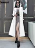 Женские куртки Nerazzurri Spring Runway White Long Long Trench Toat для женщин Элегантный роскошный модный женский дизайнер 230324