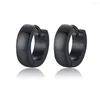 Boucles d'oreilles créoles WKOUD 1 paires acier inoxydable noir pour hommes femmes Huggie Triangle carré rond géométrique goujon