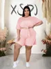 Kobiety Plus Size Pants Sports Suits Letni strój Solidny kolor 2 -częściowy zestaw damski