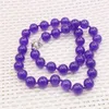 Chaînes 10mm Rond Violet Améthystes Jades Calcédoine Collier Pierre Naturelle Fabriqué À La Main DIY Femmes Cravates Mode Bijoux Fabrication Conception