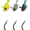 Ami da pesca 3 pezzi Amo da pesca a vite senza fine morbido 3,5 g-20 g Amo da pesca in acciaio Jigging Gancio offset Occhi 3D rossi Pesce persico Attrezzatura da pesca Accessori P230317