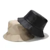 Moda PU Cappello a secchiello Cappello semplice in pelle tinta unita Cappello impermeabile Hip-Hop Street Fishing Cappelli Panama per donne e uomini HCS262