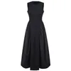 312 2023 Runway Dress Spring Summer Dress Märke Samma stil Empire Crew Neck ärmlös Vit Black Womens Dress Fashion YL