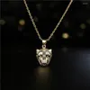 Pendant Necklaces 2023 Fashion Gold Color Leopard Head Necklace For Women Men Luxury Cubic Zirconia Jewelry Female Accessories