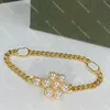 Lyxdesigner pärlhalsband blommor örhängen choker hänge armband blommig kedja guld bokstav halsband mode kvinnor bröllop smycken