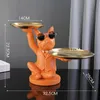 Hars Dog Statue Woonkamer Decor met 2 lade Decoratieve sculptuur Ornament Animal Figurines voor binnenste bureau Decoratie