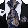 Neck slips set lyxigt blått guld paisley mäns slips affär bröllop formell nacke för män gåva cravate silk tie neckerchief manschettknappar dibangu 230324