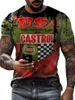 Męskie tshirts Tshirts 3D Castrol drukowane krótkie topy Zatoki Zatoki Modna T -koszulka do motocykla Tshirt Treshized Tees 230324