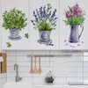 Adesivi murali 3 pezzi Adesivo per vasi di fiori ad acquerello per la decorazione della stanza della cucina Decorazione della mobilia del salone Casa vivente