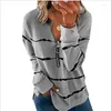 Kvinnors hoodies kvinnor randiga tröjor Spring Autumn Zip Long Sleeve Print Loose Pullover Tops Eff-6460