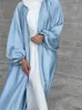 Roupas étnicas Ramadan eid abayas para mulheres quimono femme musulmane cetim kaftan maxi abaya dubai peru árabe da peru