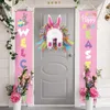 Andra festliga festförsörjningar Easter Bunny Wreath Colorful Door Wall Oranments Happy Easter Rabbit Home Party Creative Garland Festival Decoration 230324