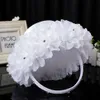 White Lace Girl Basket Elegant Satin Rose Round Wedding Favors Decoration L5726