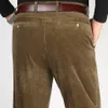 Men's Pants Autumn Winter Thick Corduroy Trousers High Quality Mens Business Casual Solid Waist Straight Loose Long Stretch 230324