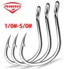 Fishing Hooks 10pcs Size 1/0-5/0# Circle Fishing Hook Ring Eye Fishhooks Barbed Fishing Hooks Single Jig Fish Hook Tackle High-carbon Steel P230317