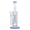 11 Inch 14mm Female Joint Glass Bongs Straight Tube Hookahs Inline Perc Oil Dab Rigs Ice Pinch White Blue Green Pink Water Pipes with Bowl WP2161