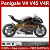 Motorcykelmässor för Ducati Street Fighter Panigale V 4 V4 S R V4S V4R 18-22 Kroppsarbete 41no.1 V4-S V4-R 18 19 20 V-4S V-4R 2018 2019 2020 Injektion Mold Body Glossy Black BLK
