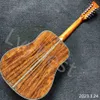 Guitare acoustique en bois KOA, modèle D, 41 pouces, 12 cordes, avec touche en ébène, reliure en coquille d'ormeau véritable