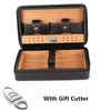 Humidor opbergdoos reis sigaren doos houder leer en ceder houten sigar sigar humidor kit luchtbevochtigers accessoires snijder cadeau