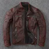 Erkekler deri sahte vintage motosiklet ceketleri erkek ceket 100 gerçek inekhür
