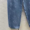 Jeans Femmes Logo de la marque Pantalon droit en denim taille haute imprimé à pois ondulés Tissu importé Coupe irrégulière Pantalon de style rétro Jeans de créateur pour femmes