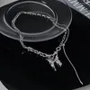قلادة قلادة Kpop Punk Butterfly Grunge Metal Chain Necklace for Women Hip Hop Cool Guy Y2K Jewelry