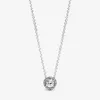 Collier rond Sparkle Halo pour Pandora, bijoux de créateur de mariage en argent sterling véritable pour femmes, cadeaux de fiançailles en diamant CZ, colliers avec boîte d'origine