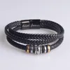 Charm Bracelets National Style Stainless Steel Men Woven Leather Bracelet Letter Multi-Layer Rope Magnetic Clasp