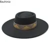 Stingy Brim Chapeaux Bauhinia Chapeaux pour Femmes 9.5cm Grand Bord Mode Hiver Fedoras Chapeaux Hommes Messieurs Panama Jazz Caps Sombreros De Mujer 230324