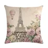 Pillow Romantic Paris Series Cover Linen Cotton Decoration For Home Office