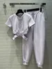 Kvinnor Tracksuits Short Sleeve Pants Set Summer Sports Suit Belly-knappen Sexig topp Pure Cotton Girls Sisterkläder SML