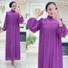 Roupas étnicas outono inverno muçulmano modesto dres plineed pérolas mangas lanterna rúscula longa islã elegante eid dubai abaya 230324