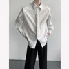 Heren-jurk shirts zwart wit stropdas shirt mannen mode sociale heren Koreaans losse casual lange mouwen schouderkussen formeel