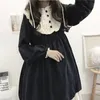 Casual jurken Japanse stijl lolita jurk meisje 2023 herfst lente schattige dames hoge taille contrast-kleur gegolfde zoete kawaii kleding