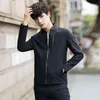 Men's Jackets Solid Color Baseball Simple Leisure Stretch Fabrics Breathable Windproof Slim Coats 3 Colors