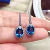 Charm Total 2ct London Blue Topaz Drop Earrings 6mm8mm Natural Topaz Jewelry Classic 925 Silver Gemstone Eardrop for Party Z0323