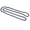 Chaînes de perles de culture d'eau douce naturelles 8-9mm perles noires pour bricolage 2 rangées collier long 44 pouces approprié caractère noble H3