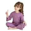 Girls Summer Thin Solid Color Pajamas Set Loose Casual Two-piece Set