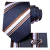 Pajaritas gris blanco a rayas 2023 elegante corbata de hombre pañuelo gemelos corbata de seda para boda fiesta negocios marca de moda Hi-Tie